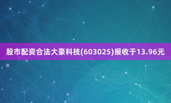 股市配资合法大豪科技(603025)报收于13.96元