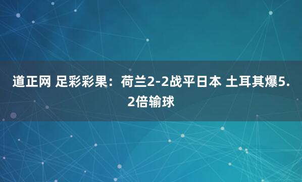 道正网 足彩彩果：荷兰2-2战平日本 土耳其爆5.2倍输球